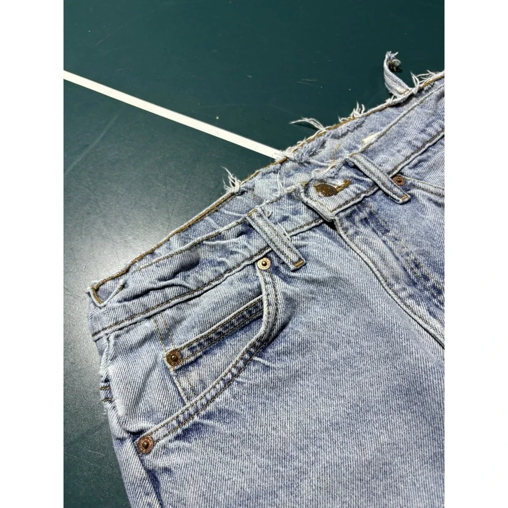 Vtg Levis 505 Orange Tab Jeans 30x29 Straight Leg Light Wash Distressed USA 90s